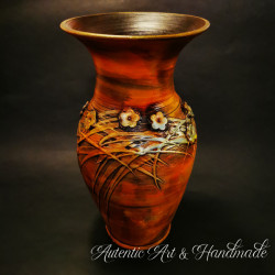 vaza-cu-guler-ceramica-handmade-cu-flori-aplicate-32-cm